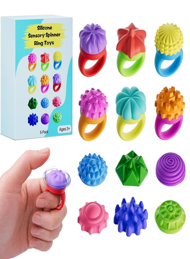 Spkwis Fidget Toys for Kids Teens,6PCS Sensory Spinner Ring Toys for Stress Anxiety Autistic ADHD, Calm Down Travel Airplane Essentials Students Prizes Toys, Stocking Stuffers Gifts for Boys Girls - Image 1